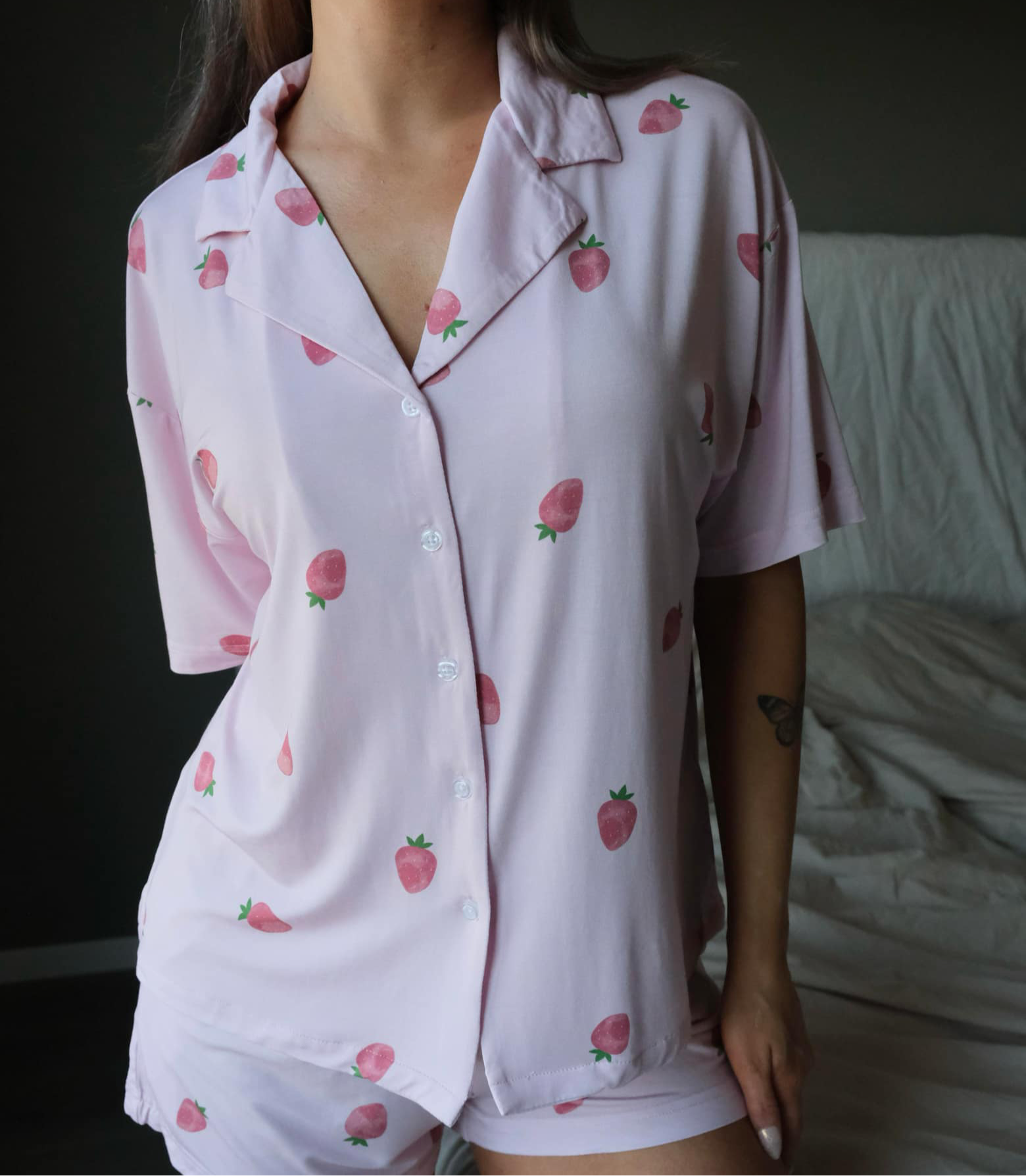 Strawberry pyjamas short sleeve top