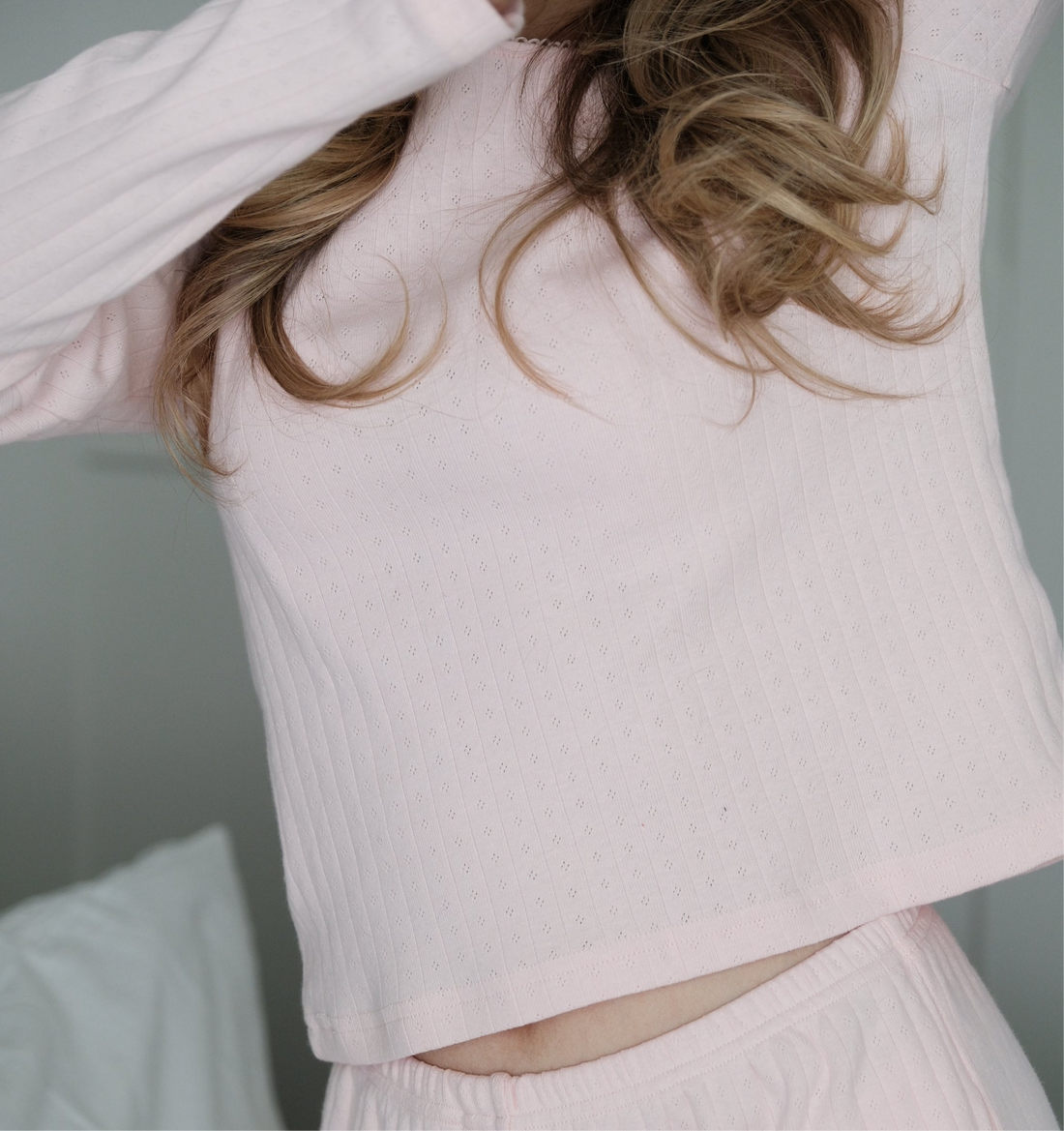 Pillowtalk pointelle pyjamas longsleeve - blush pink