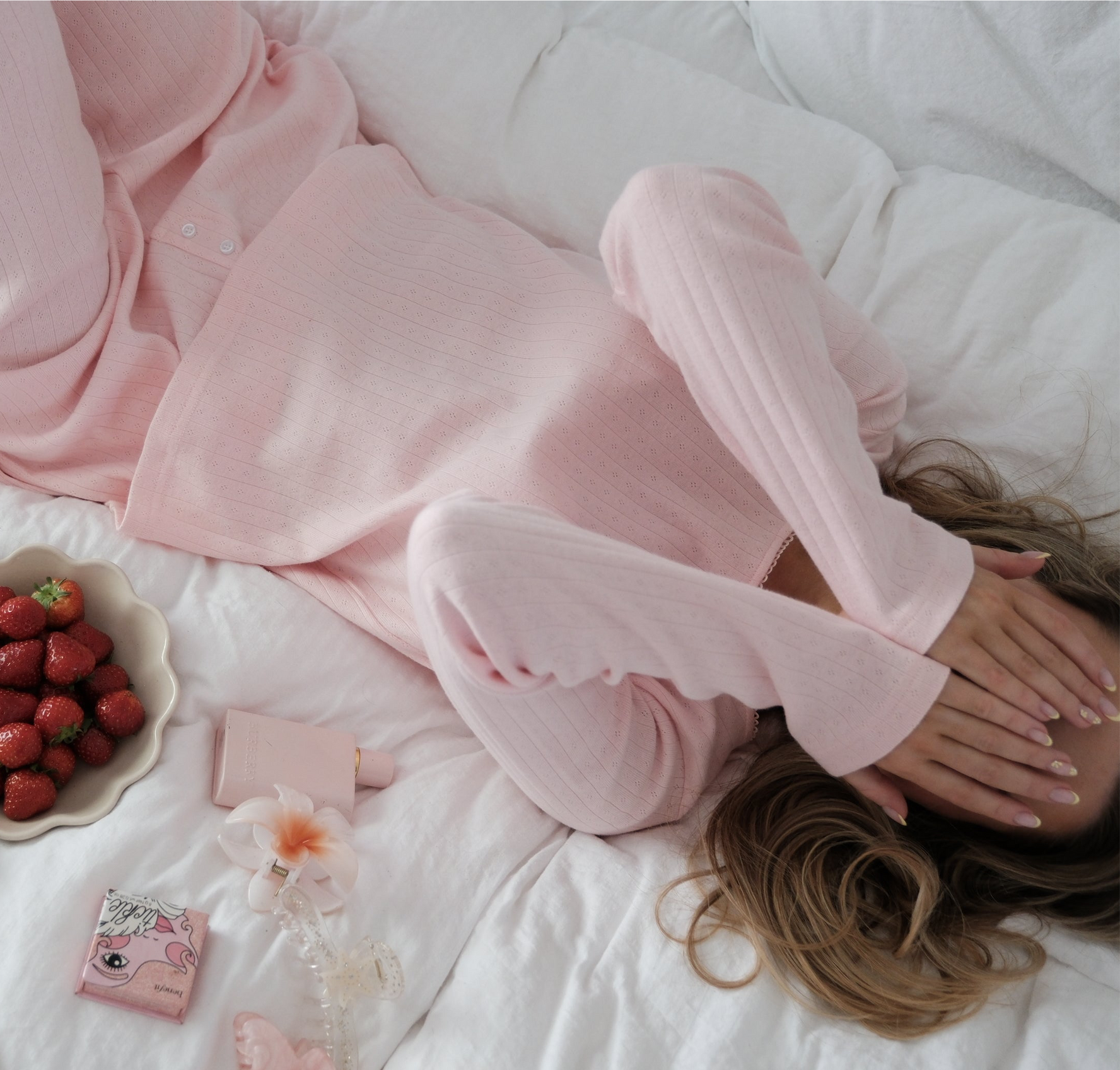Pillowtalk pointelle pyjamas longsleeve - blush pink