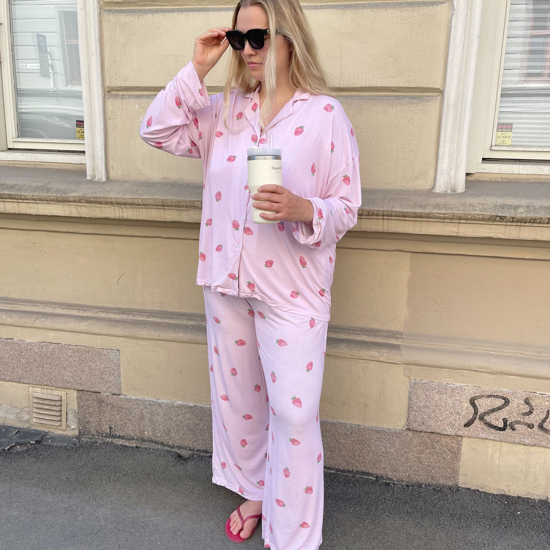 Strawberry pyjamas skjorte - rosa