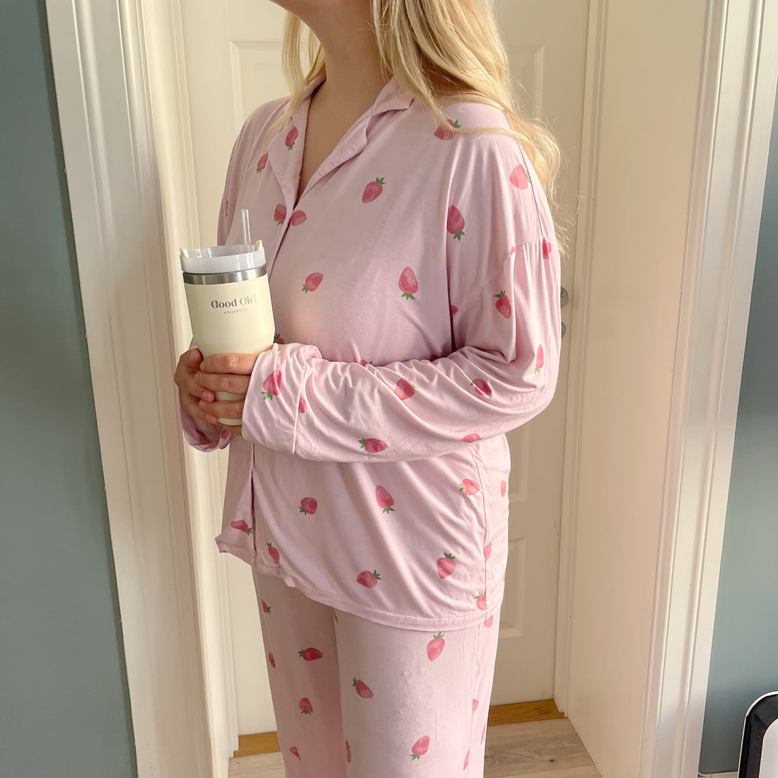 Strawberry pyjamas skjorte - rosa