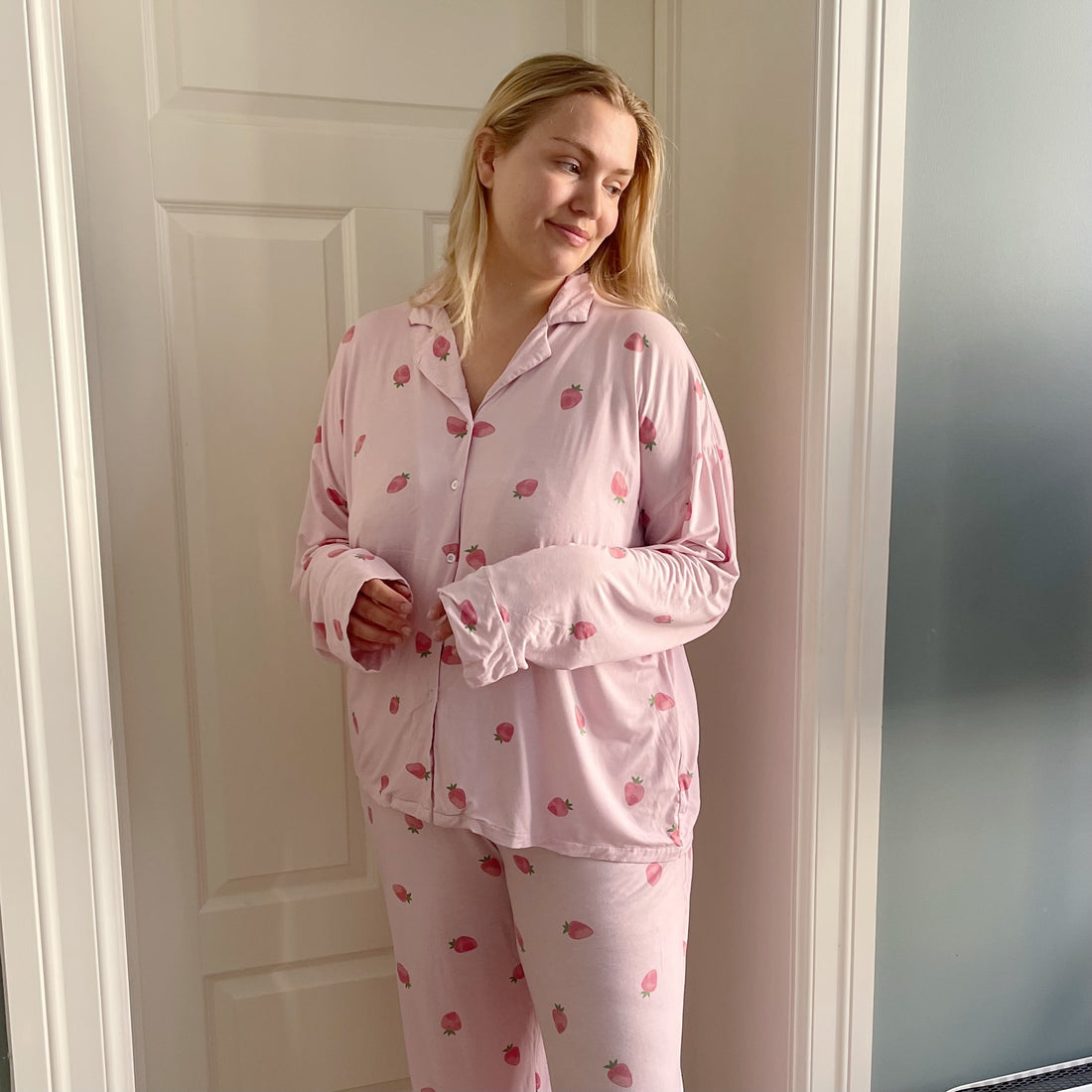 Strawberry pyjamas skjorte - rosa