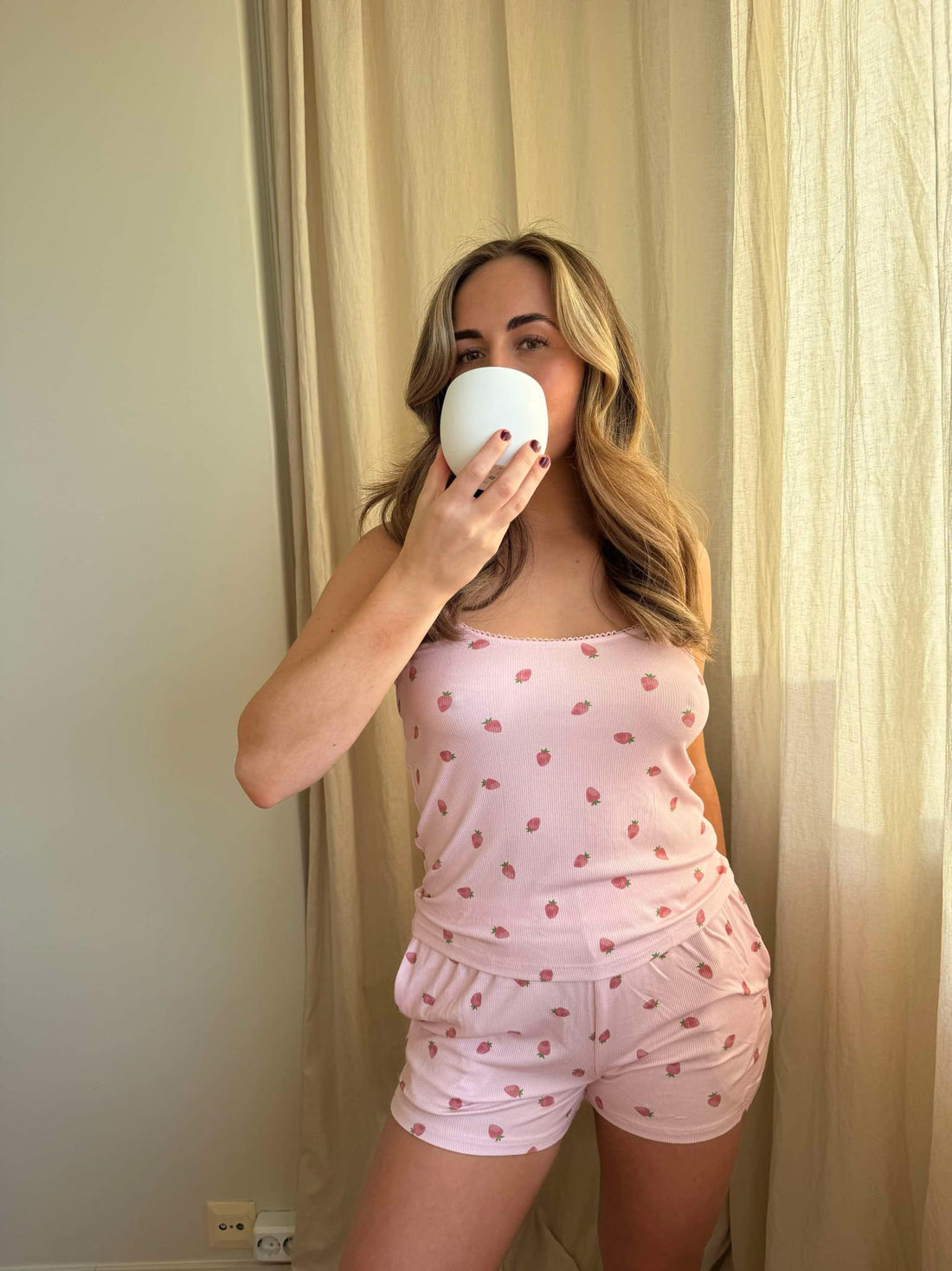 Strawberry pyjamas ribbed cami top - rosa