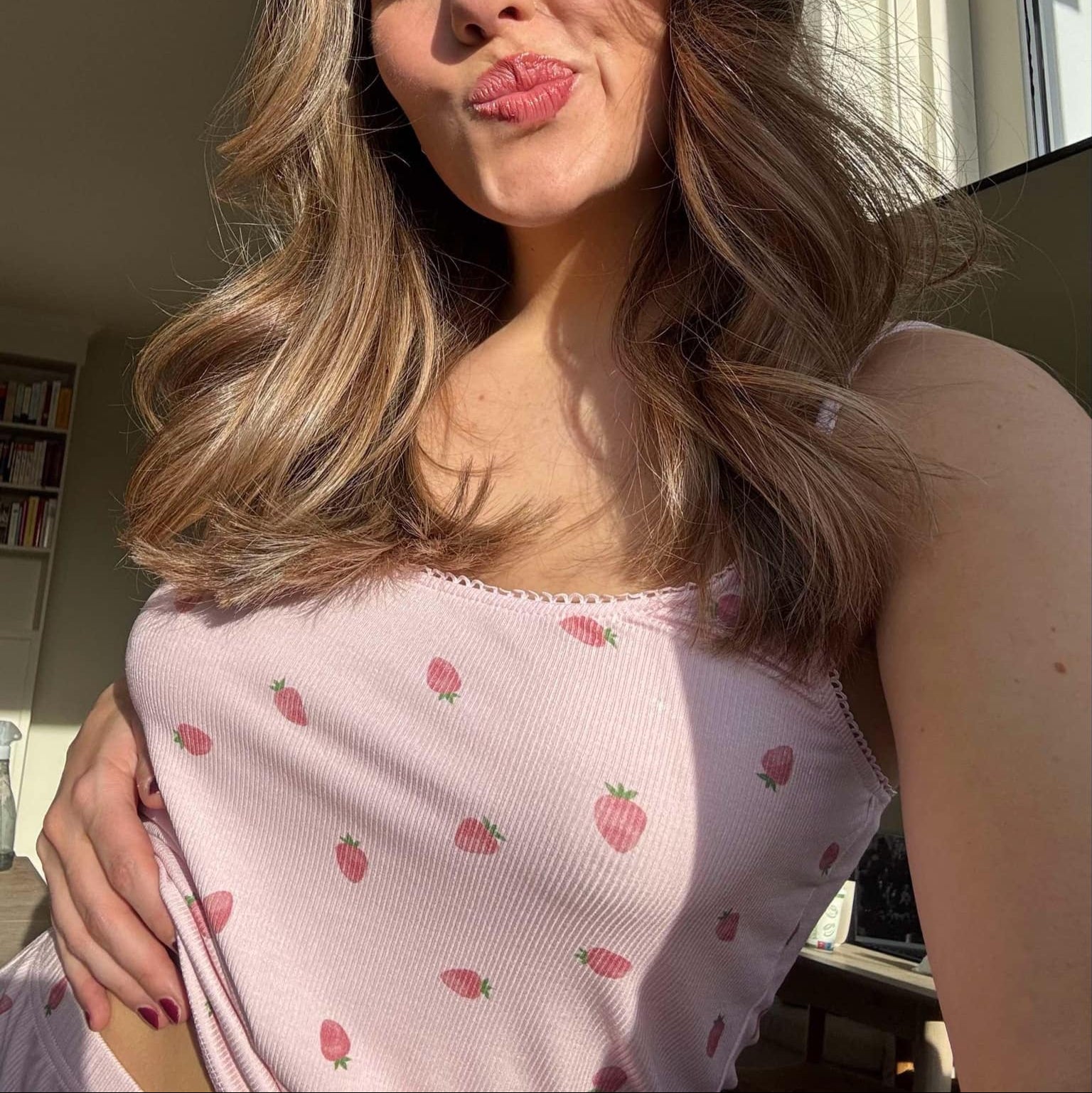 Strawberry pyjamas ribbed cami top - rosa
